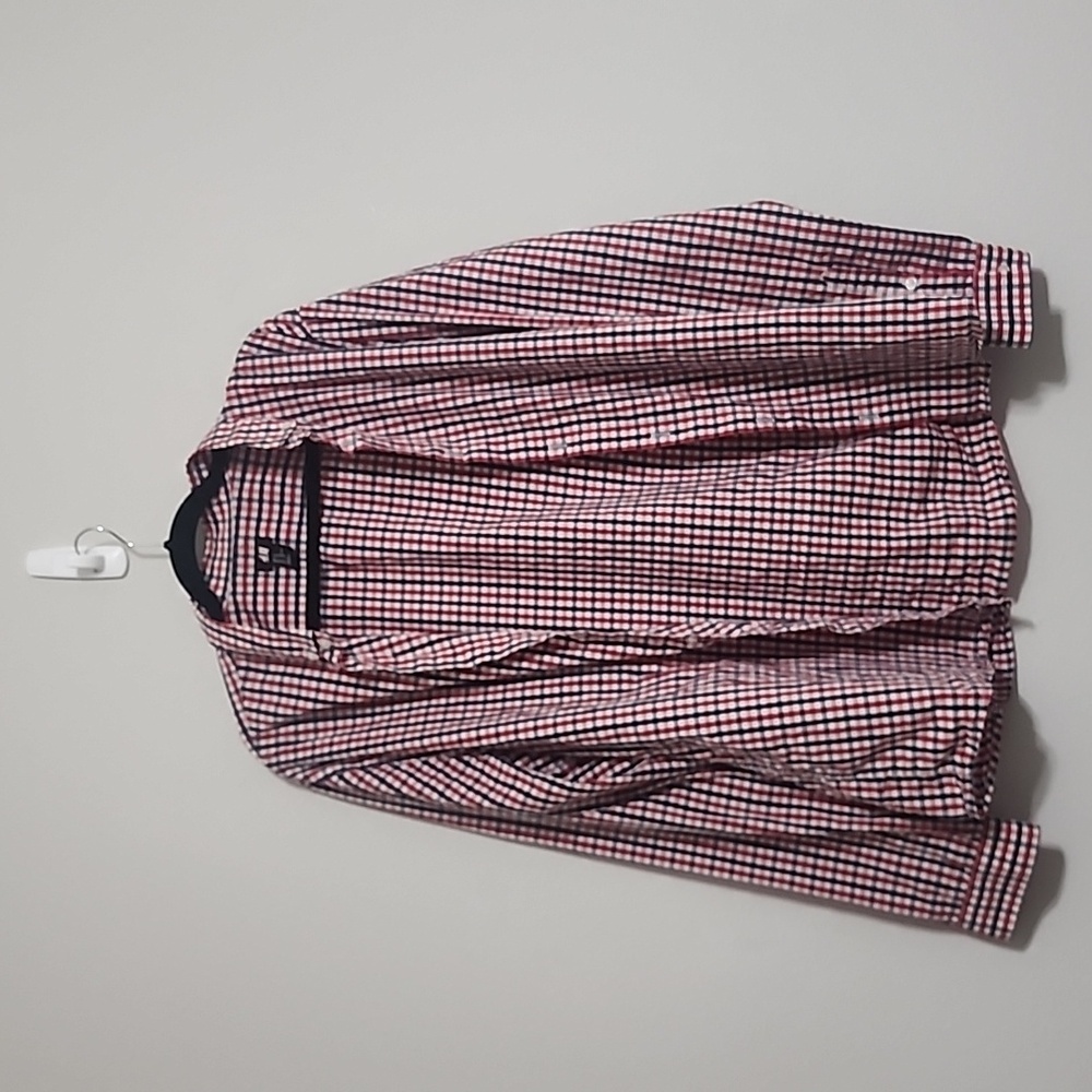 H&M Men's Red White and Blue Button Down Checkered Shirt Size XL Extra Large